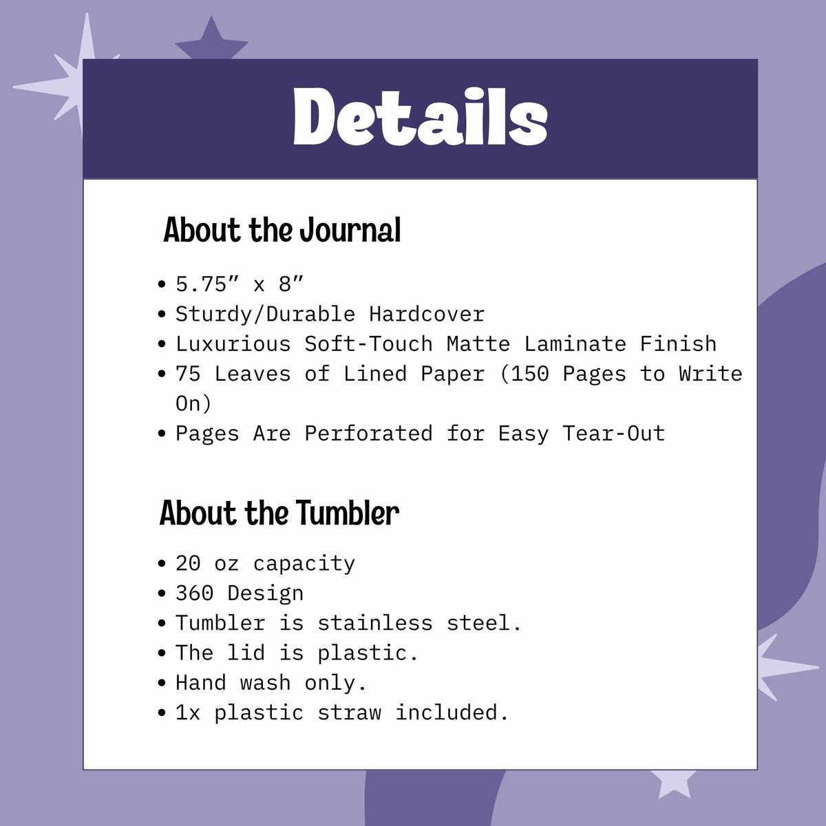 The Classics Tumbler and Journal Bundle, Black and White