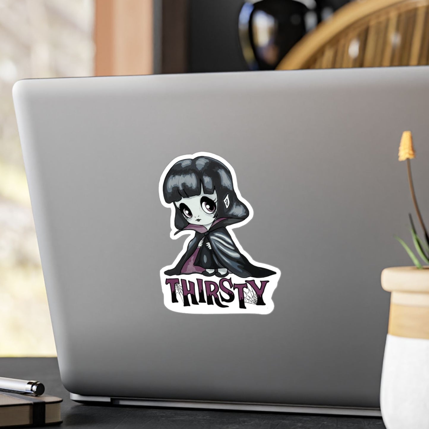 Thirsty Little Vampire Kiss-Cut Vinyl Sticker