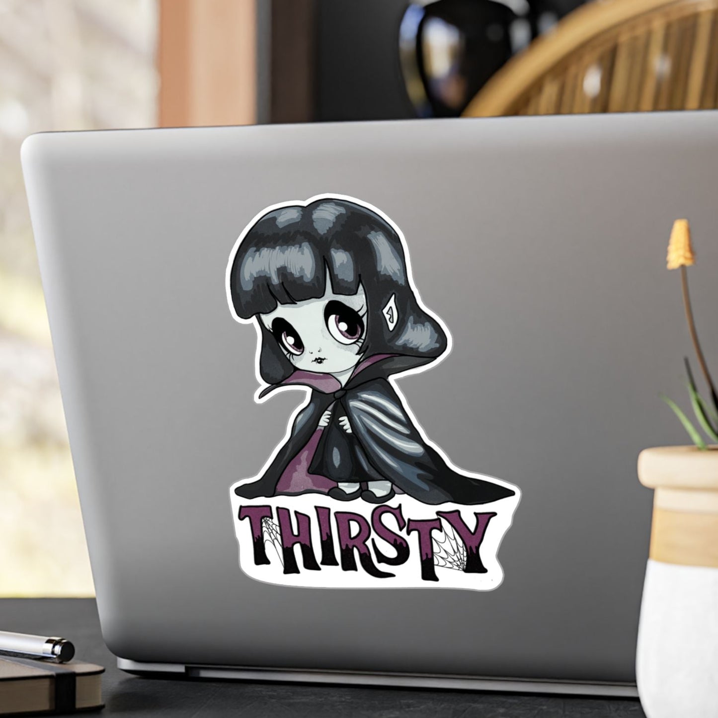 Thirsty Little Vampire Kiss-Cut Vinyl Sticker