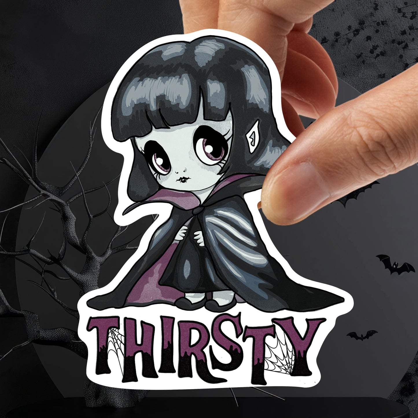 Thirsty Little Vampire Kiss-Cut Vinyl Sticker