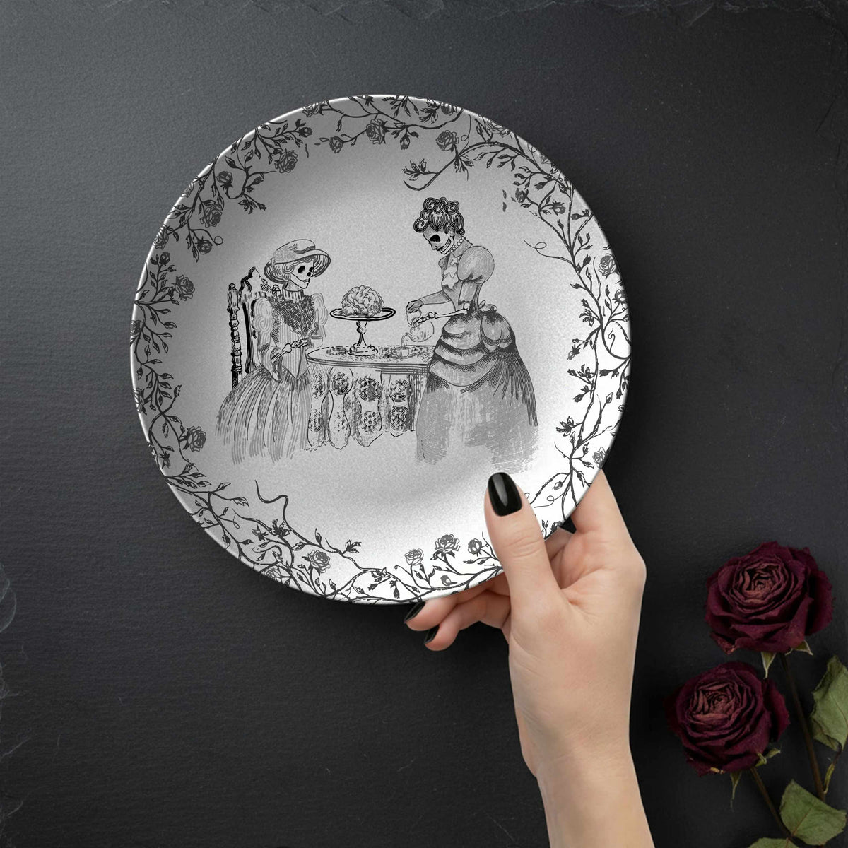 Domestic Zombie Dinnerware Set, Black and White