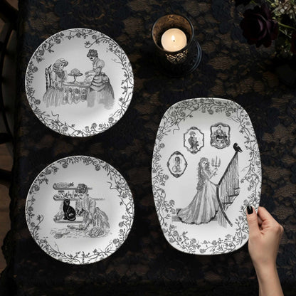 Domestic Zombie Dinnerware Set, Black and White
