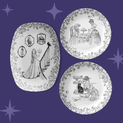 Domestic Zombie Dinnerware Set, Black and White